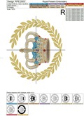 Crown in Laurel Wreath Machine Embroidery Design - 4 sizes