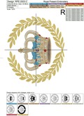 Crown in Laurel Wreath Machine Embroidery Design - 4 sizes