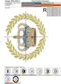 Crown in Laurel Wreath Machine Embroidery Design - 4 sizes