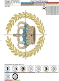 Crown in Laurel Wreath Machine Embroidery Design - 4 sizes