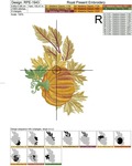 Autumn pumpkin with leaves Machine Embroidery Design - 3 sizes