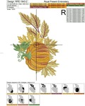 Autumn pumpkin with leaves Machine Embroidery Design - 3 sizes