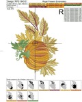 Autumn pumpkin with leaves Machine Embroidery Design - 3 sizes