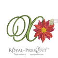 Christmas Monogram X Poinsettia Machine Embroidery Design
