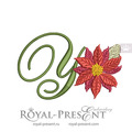 Christmas Monogram Y with Poinsettia Embroidery Design