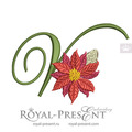 Poinsettia Initial V Machine Embroidery Design for Stockings