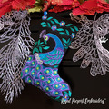 ITH Christmas stocking with Peacock - 4 sizes