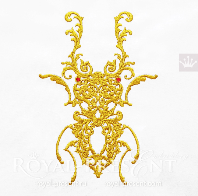 Beetle Deer Versace style Machine Embroidery Design - 6 sizes | Royal ...
