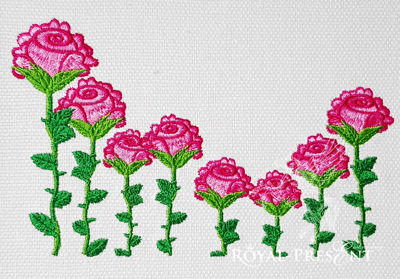Roses border Machine Embroidery Design - 2 sizes | Royal Present Embroidery