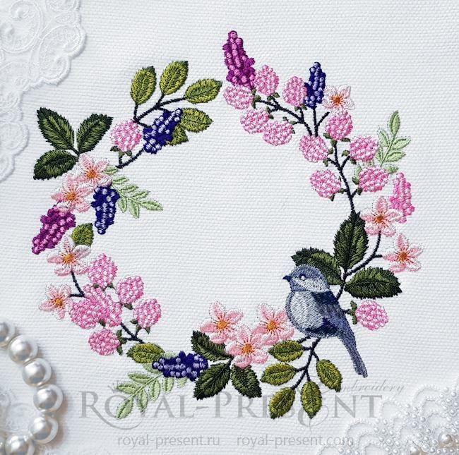 Sparrow Wreath Machine Embroidery Design Royal Present Embroidery