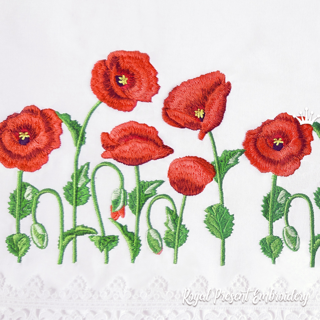 MACHINE EMBROIDERY DESIGNS DRESS POPPIES EMBROIDERY HANDBAG Embroidery  