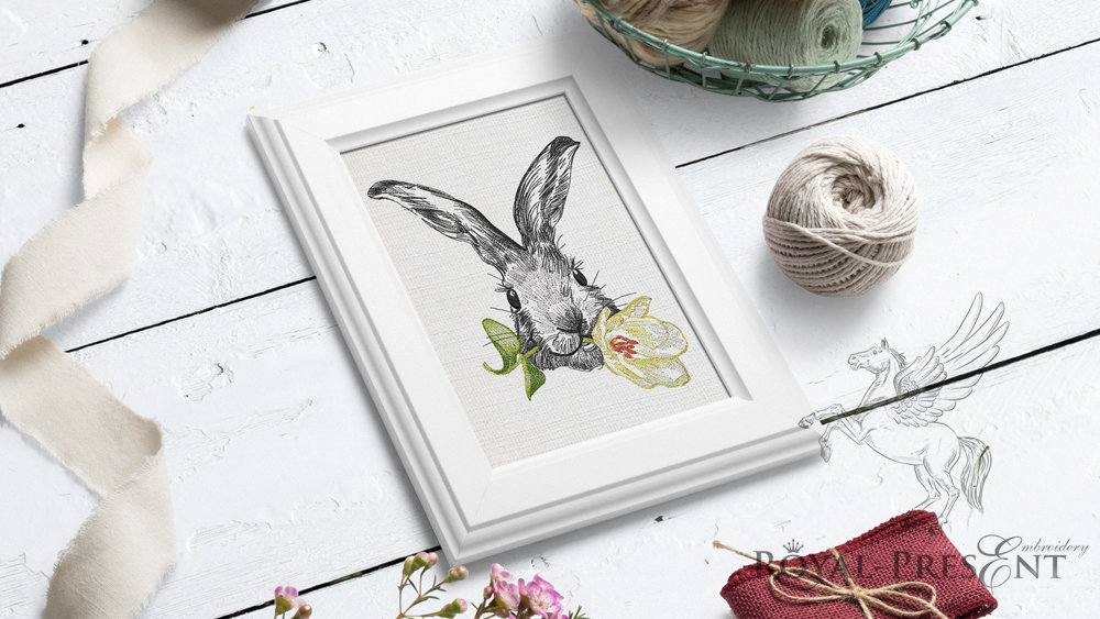 Spring Rabbit Embroidery Design | Royal Present Embroidery