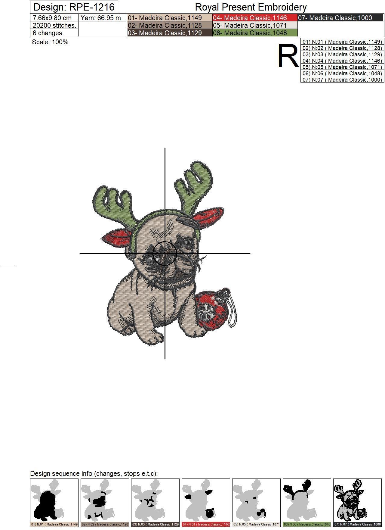Lovely new year puppy machine embroidery design  3 sizes  royal Lovely new year puppy machine embroidery design  3 sizes  royal