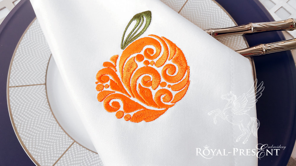 Ornate Orange machine embroidery design Royal Present Embroidery