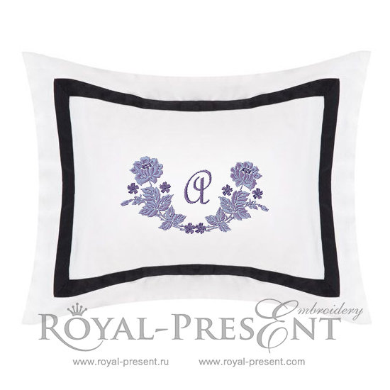 Machine Embroidery Design Rose Monogram Blank - 2 Sizes | Royal Present ...