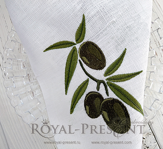 Olives Machine Embroidery Design 3 sizes Royal Present Embroidery