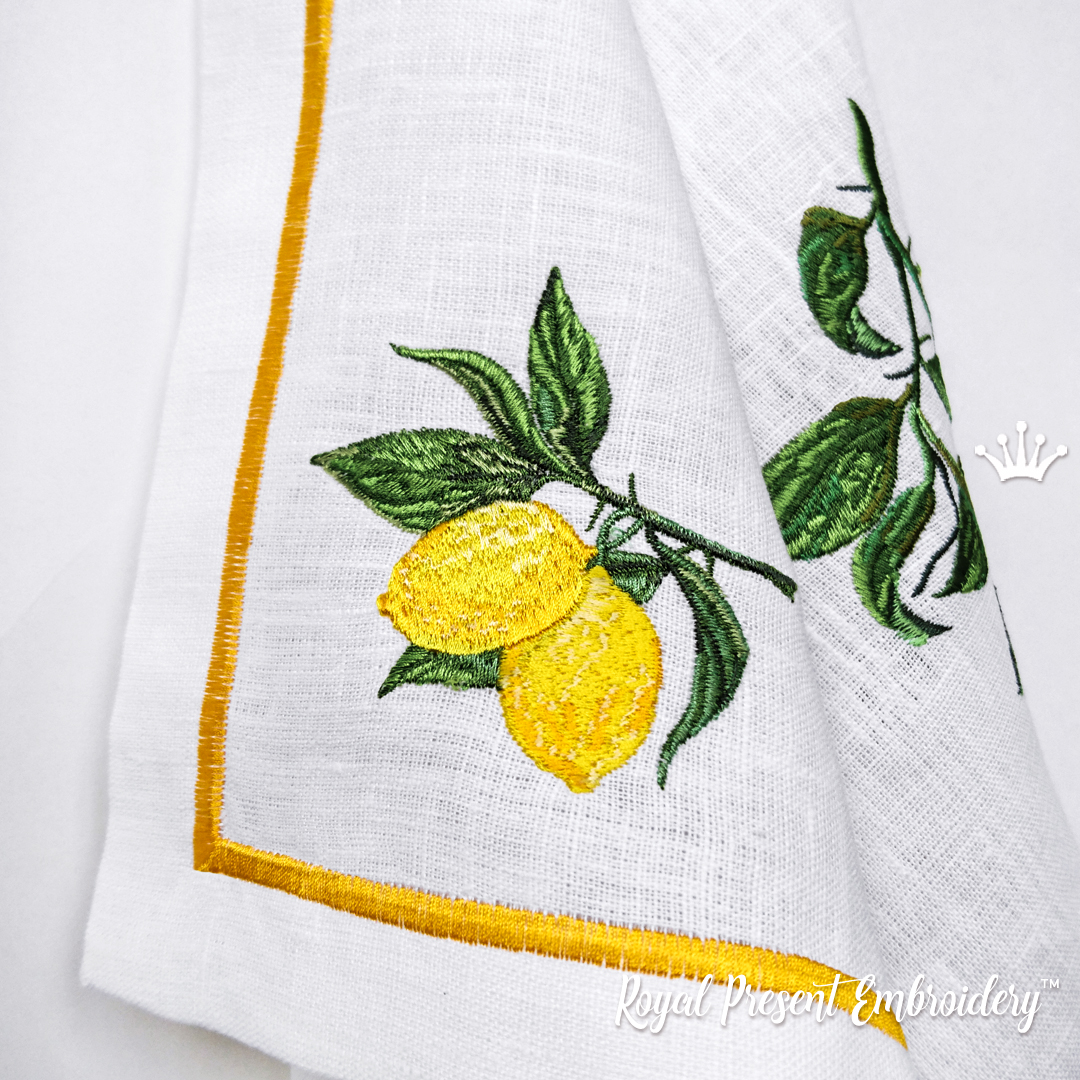 Lemon Branch Machine Embroidery Design 2 sizes Royal Present Embroidery