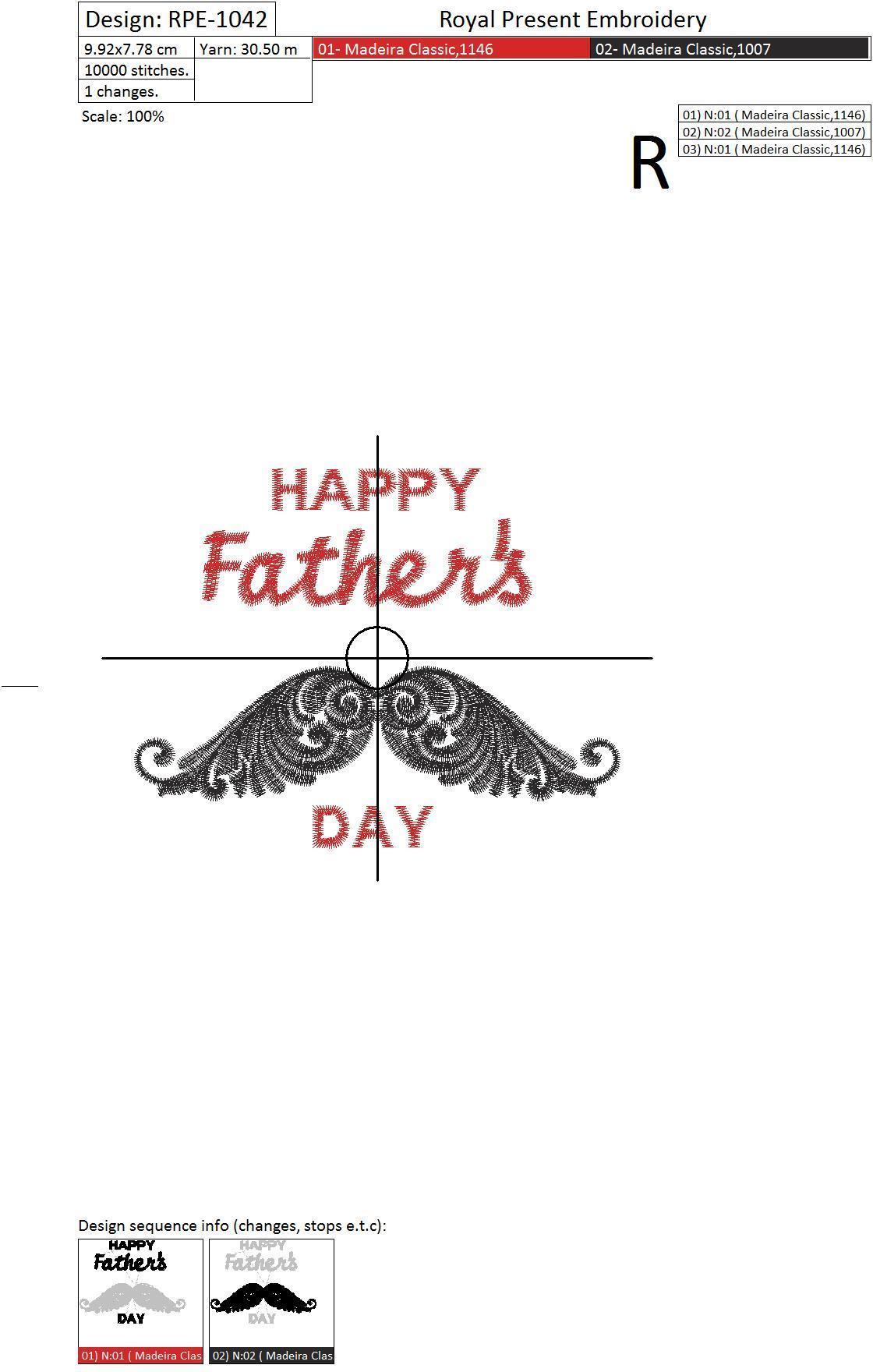 Free Father's Day Machine Embroidery Design 4 sizes Royal Present