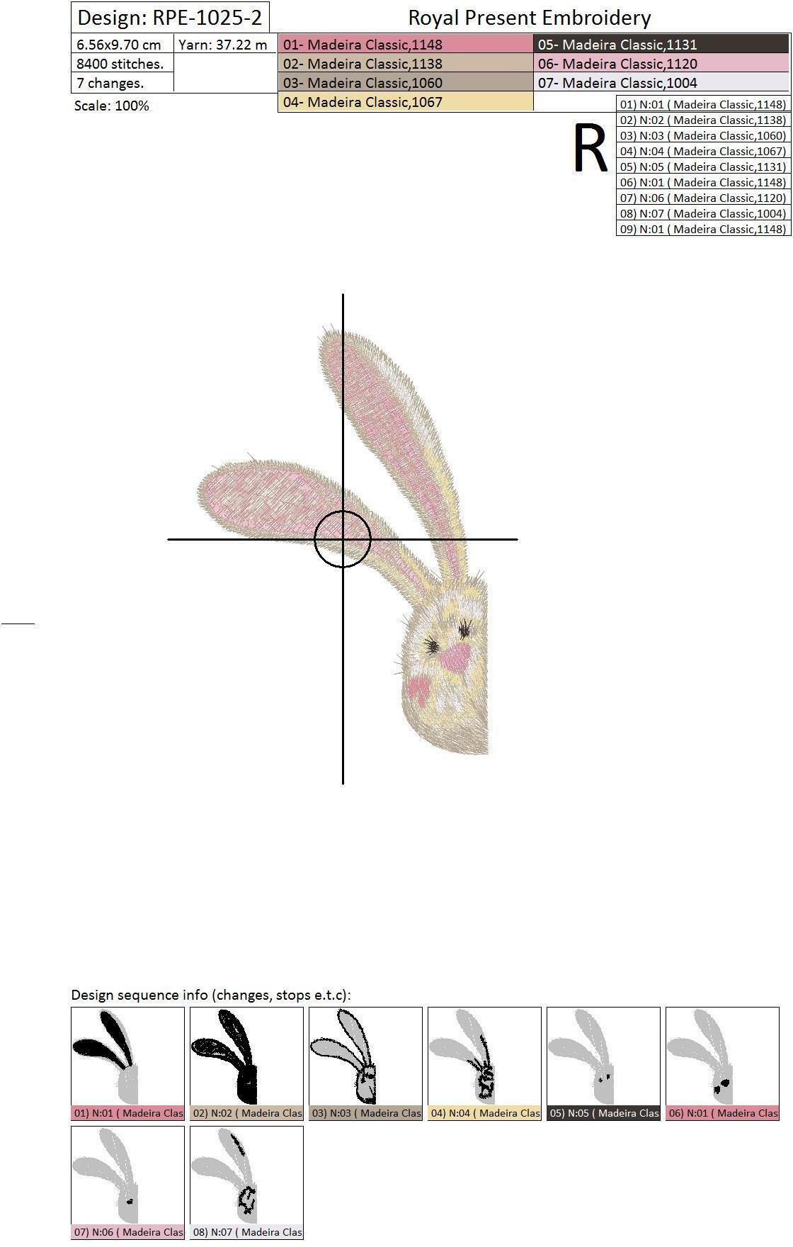 Machine Embroidery Design Rabbit - 2 sizes | Royal Present Embroidery