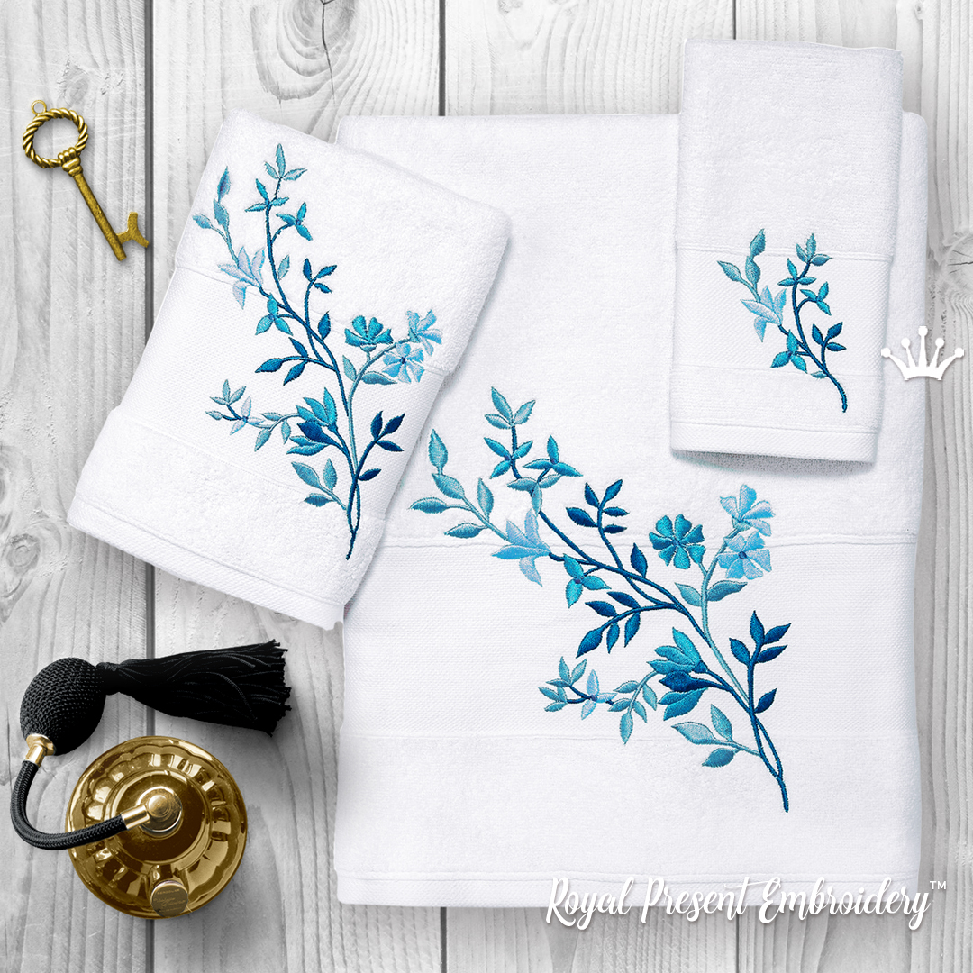Blue flowers Machine Embroidery Designs Set - 4 sizes | Royal ...