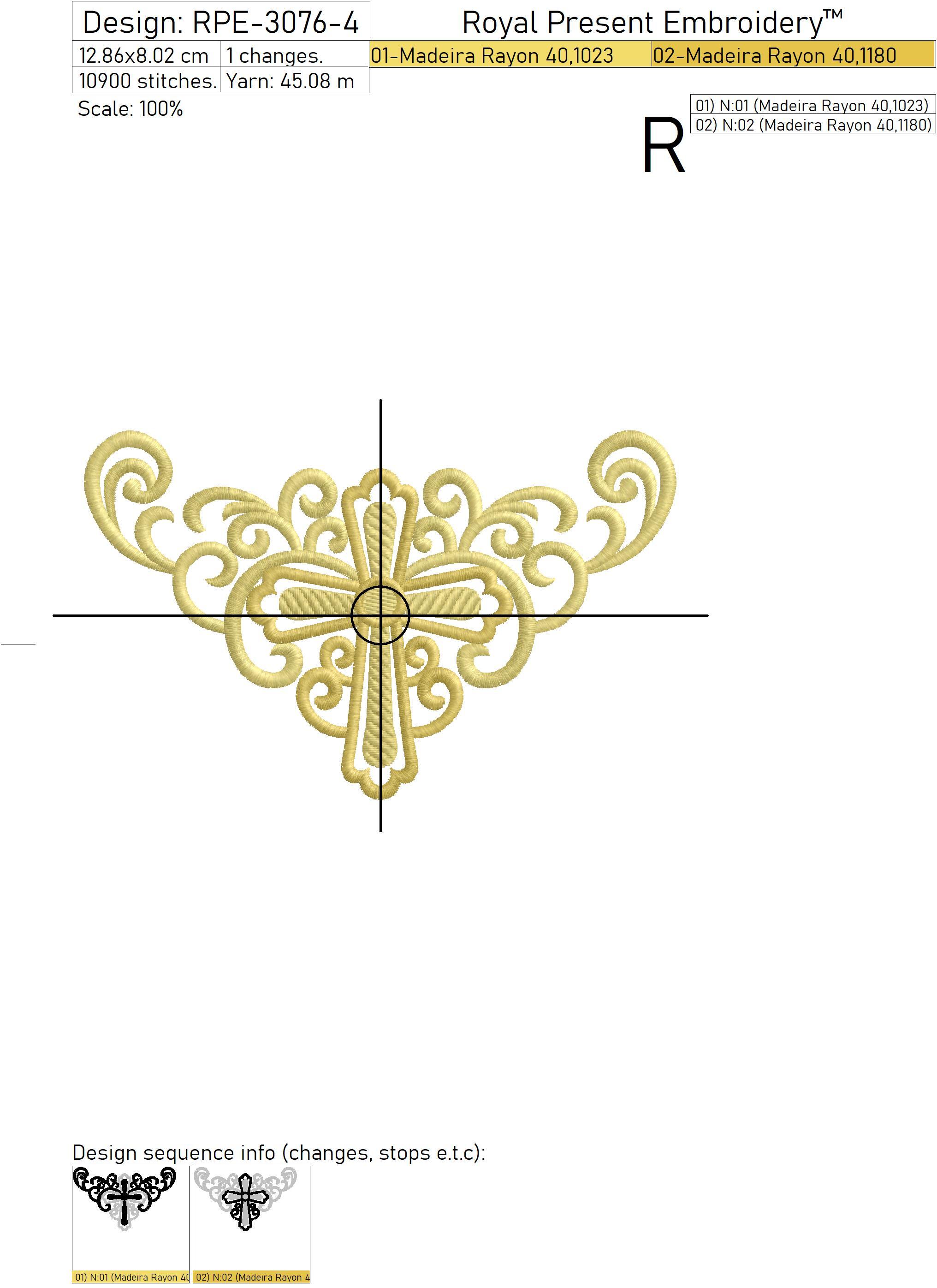 Corner Cross Machine Embroidery Design - 4 sizes | Royal Present Embroidery