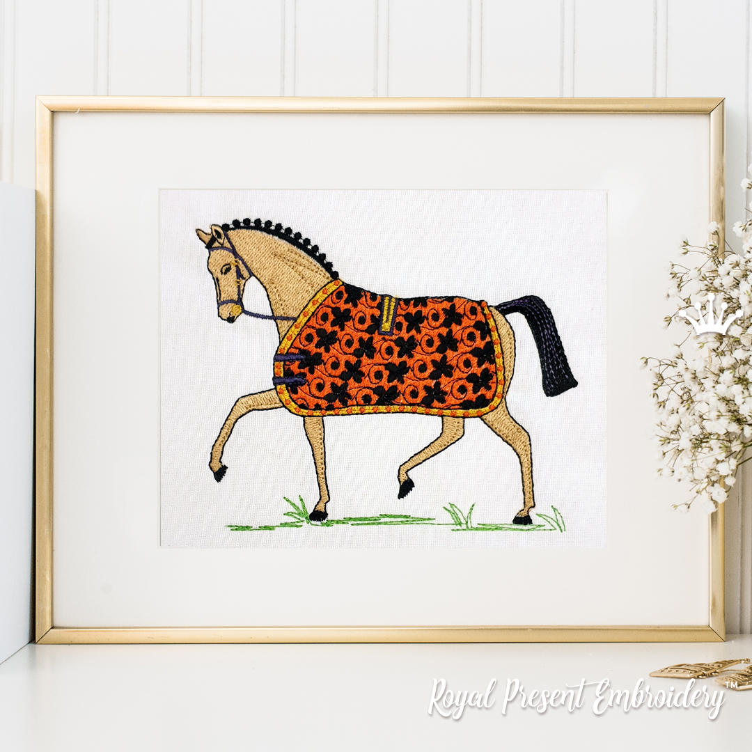 Horse In A Blanket Machine Embroidery Design 3 Sizes Royal Present Embroidery