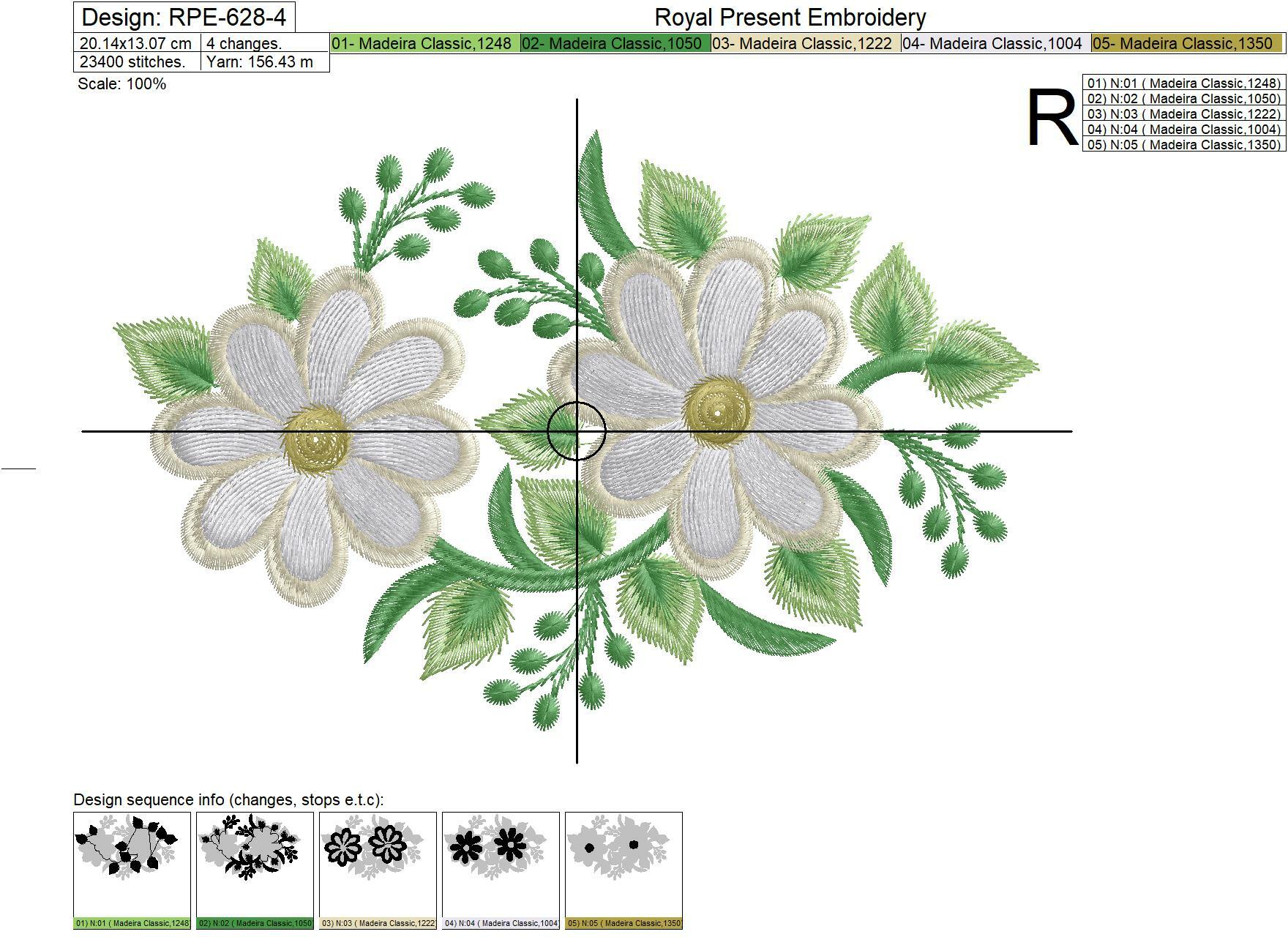 Daisies Digital Machine Embroidery Design Sizes Royal Present