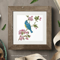 Cross-stitch Machine Embroidery Design Bird on a branch