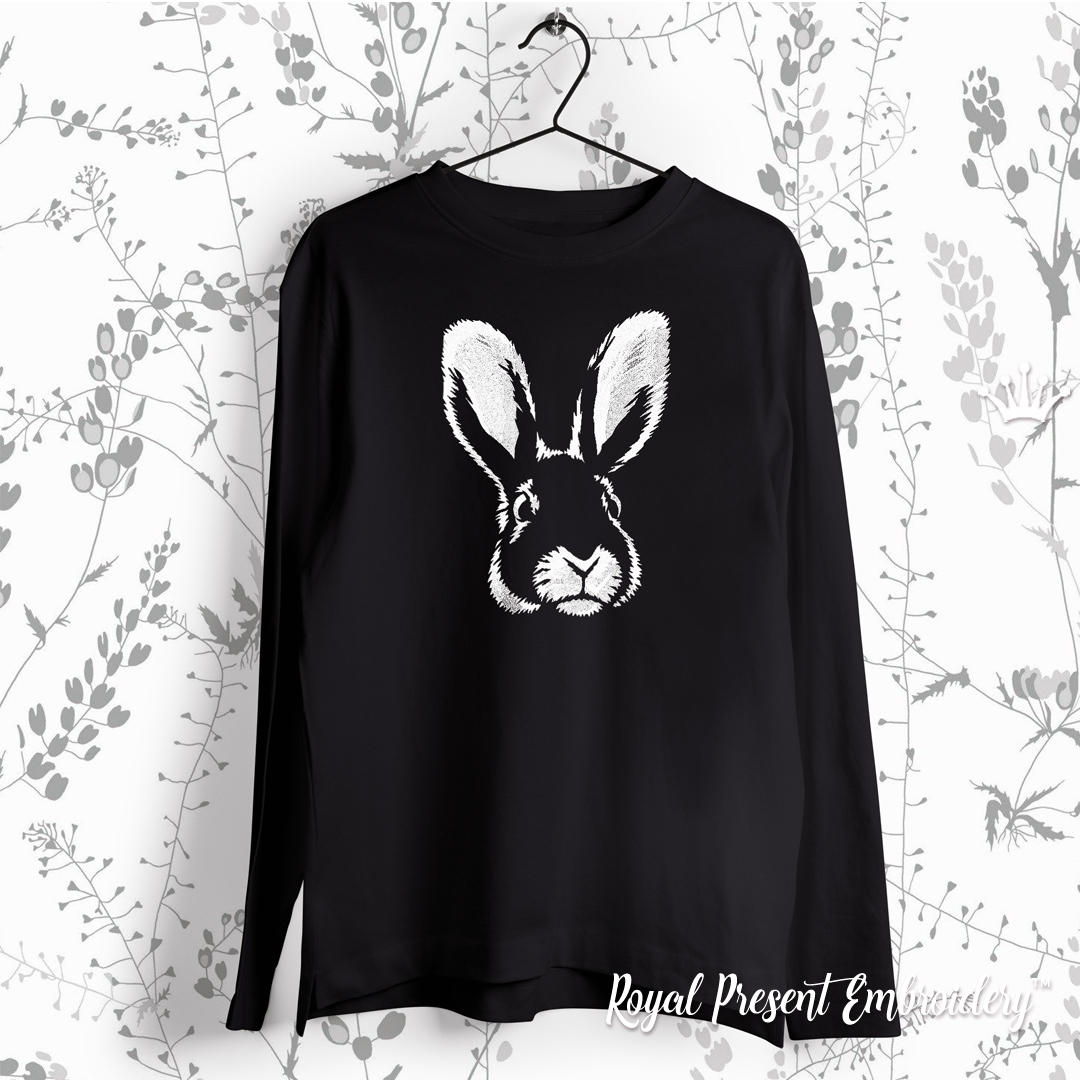 Monochrome Rabbit Machine Embroidery Design - 5 sizes | Royal Present ...