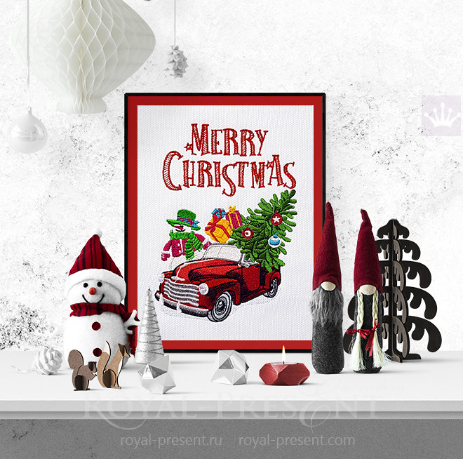 Christmas Truck Machine Embroidery Design Set