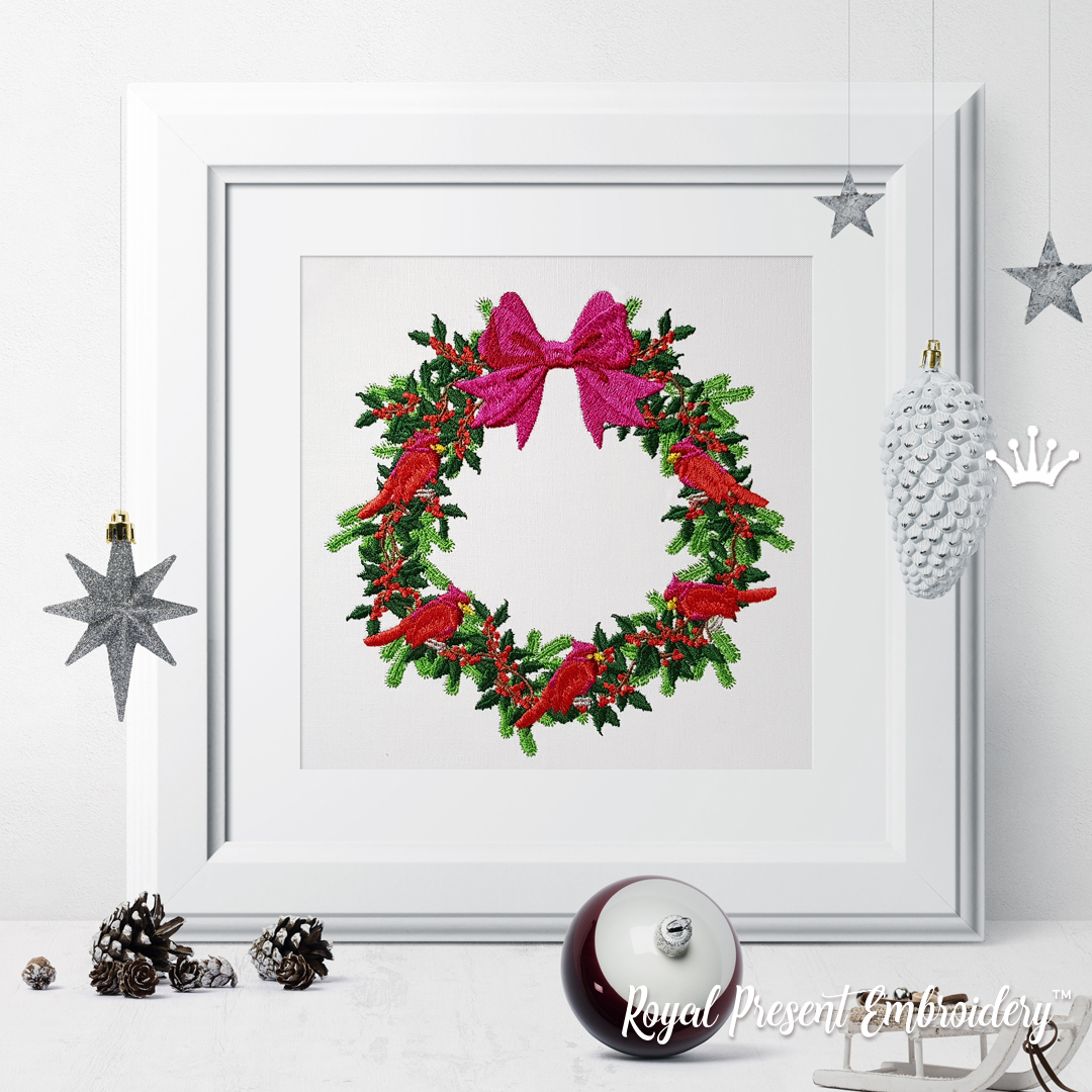 Christmas Festive Wreath machine embroidery design