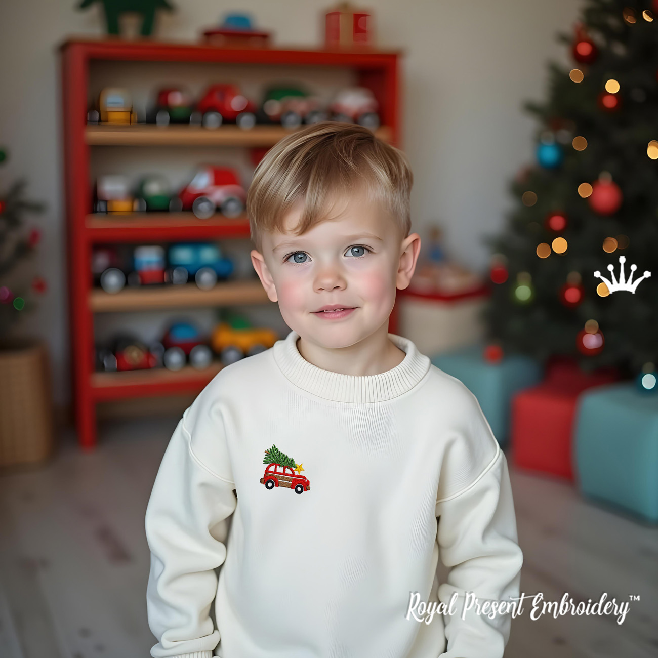 Tiny Red Christmas Truck Machine Embroidery Design
